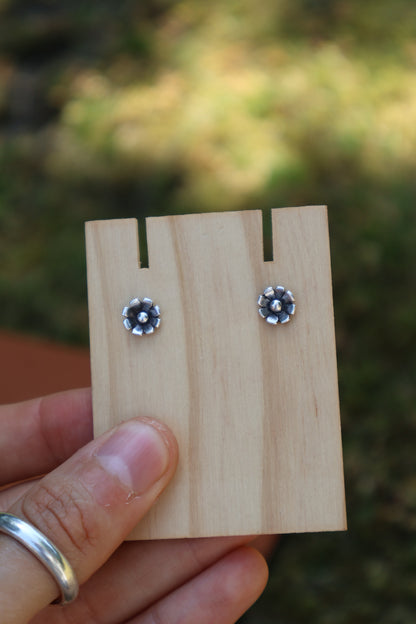 handmade flower power sterling silver studs