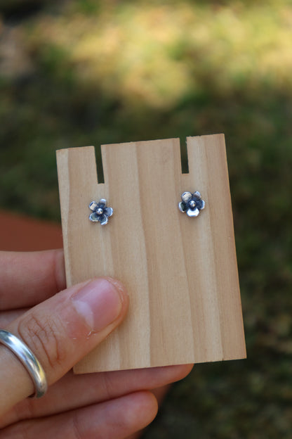 handmade flower power sterling silver studs