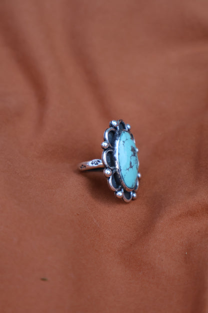 Large chunky flower power detailed sterling silver statement ring size O