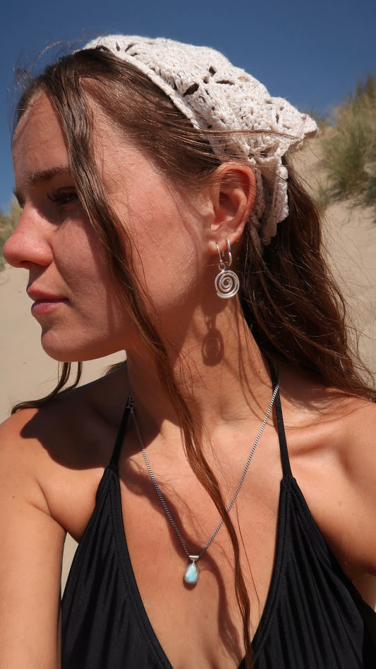 Silver Swirl Wave Earrings