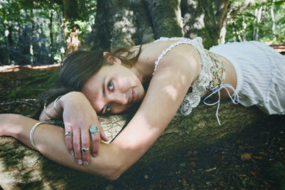 earthy boho sterling silver midi ring