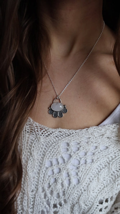moonstone flower power sterling silver pendant