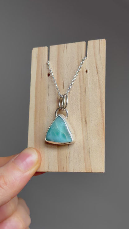 larimar triangle ocean sterling silver pendant