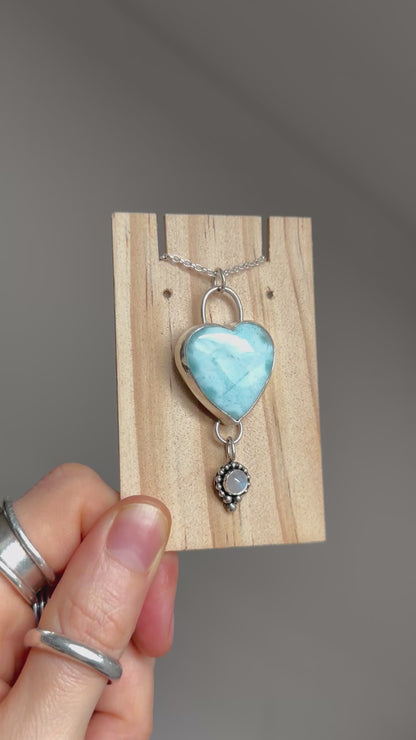 heart larimar and moonstone statement sterling silver pendant