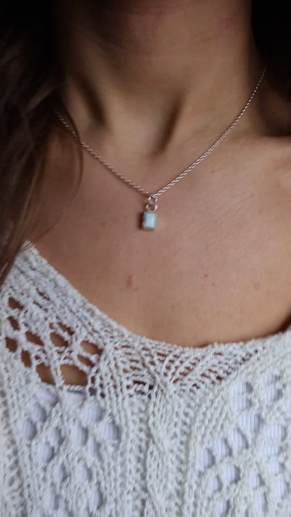larimar dainty sterling silver pendant