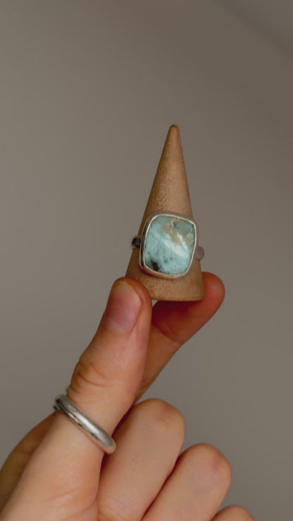 big blue chunky sterling silver ring size T