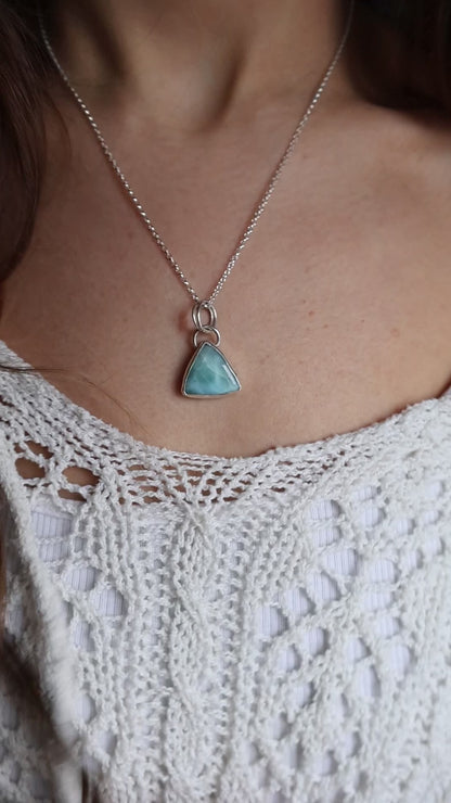 larimar triangle ocean sterling silver pendant