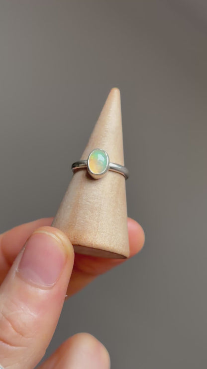 opal sterling silver midi ring