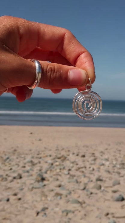 Silver Swirl Wave Pendant